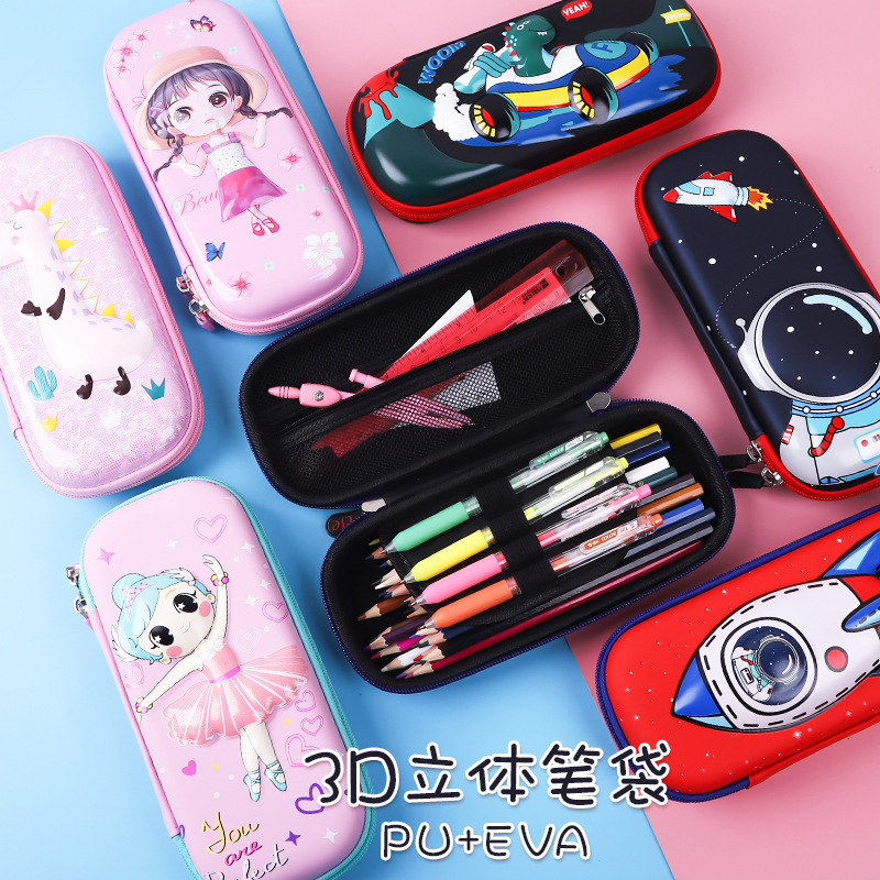 cartoon 3d primary school student children's pencil case cute stationery box pueva creative pencil case korean style pencil case full figure