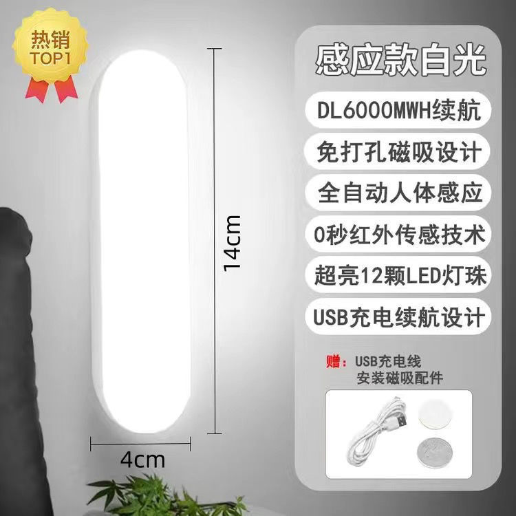 led intelligent human body sensor walking light off household bedroom bedside night use aisle stairs small night lamp dormitory full figure