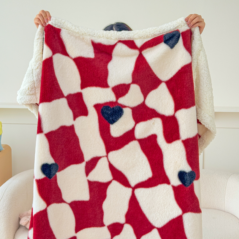 The new rabbit plush blanket, faux lamb wool printed milk wool cover blanket, multi-functional quilt cover blanket and sofa blanket keep you warm pic 6