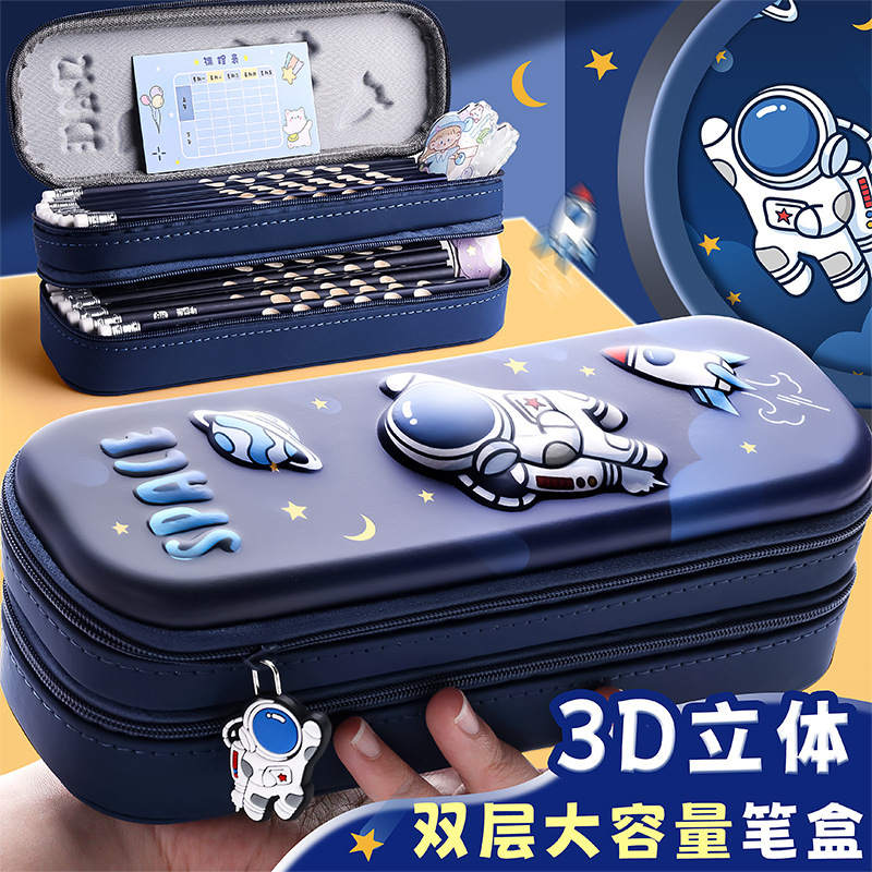 kabaxiong 3d pencil case for boys stationery box for boys pencil case new popular student pencil case double layer large capacity full figure