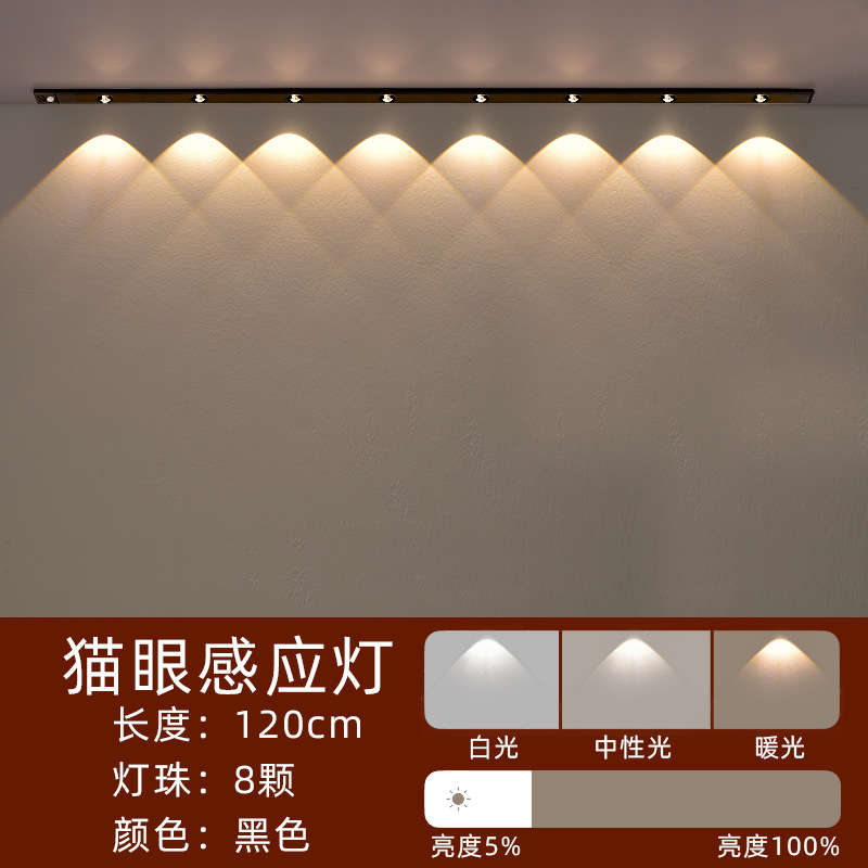 three-color  eye light human body induction light with led cabinet wardrobe light hill light strip-style smart charging ultra-thin Specification drawing