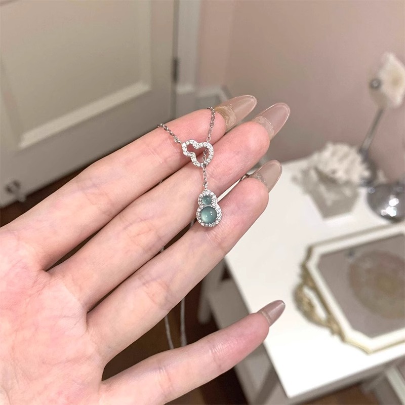 double ring gourd necklace for women 2025 new chinese style clavicle chain light luxury minority high sense necklace jewelry wholesale full figure