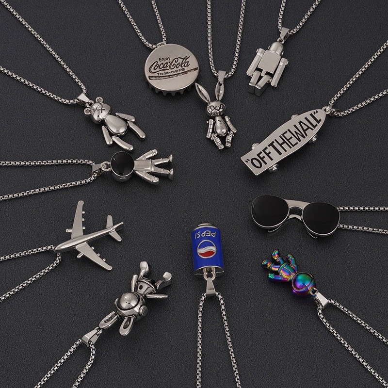 street men's titanium steel necklace men's fashion personalized hip hop instafamous pendant all-match student sweater chain women's accessories wholesale details Picture