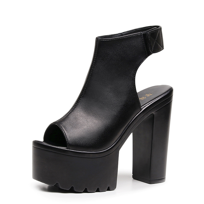super high heel 14cm roman sandals women's banquet outdoor peep toe shoes thick bottom waterproof platform car model model catwalk show shoes Application Scenario