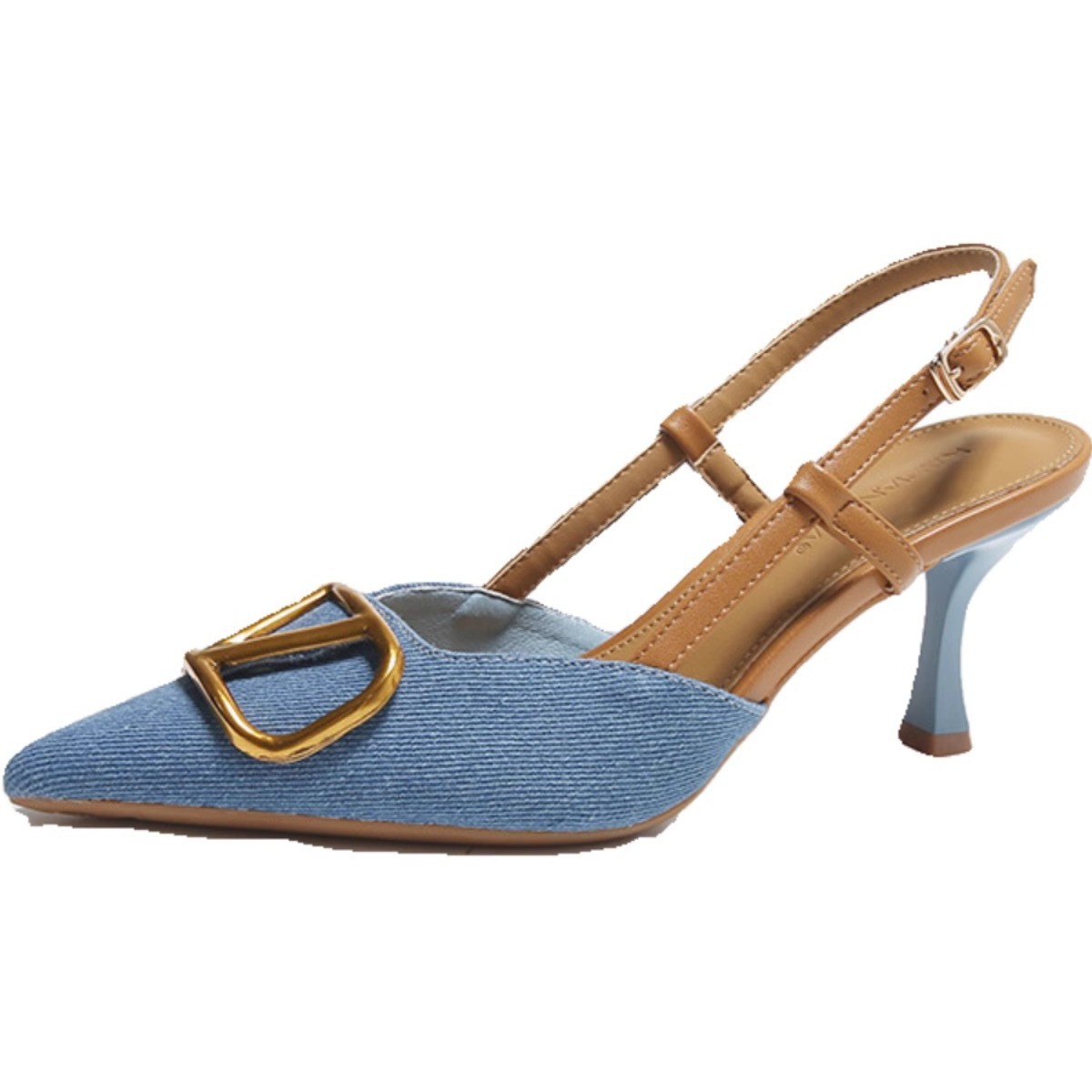 korean style high-grade elegant pointed-toe stiletto shoes spring and autumn new beautiful temperament wild denim high heel sandals Item Picture