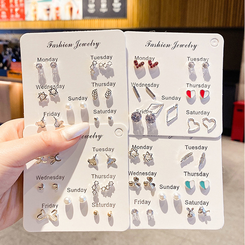 week earrings suit 2025 new trendy women's simple and compact all-match online influencer refined sleeping no need to take off earrings details Picture