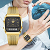 foreign trade watch wholesale liebig fashion men's solid steel strap watch double display double inserts quartz electronic watch Item Picture