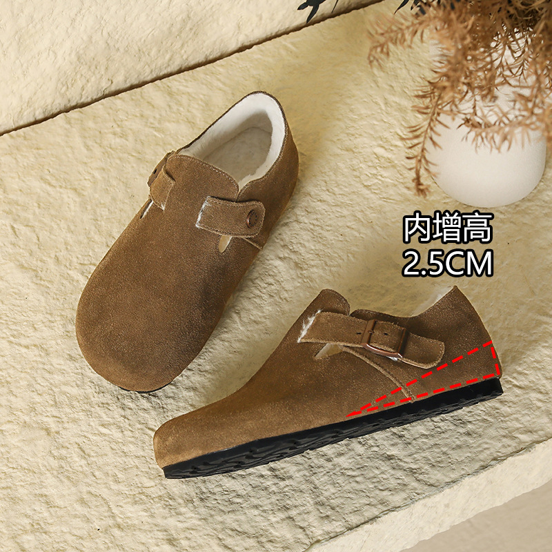 cowhide version all-inclusive birkenstock women's thick bottom slip-on lazy autumn versatile sanxi same style large size birkenstock shoes Application Scenario