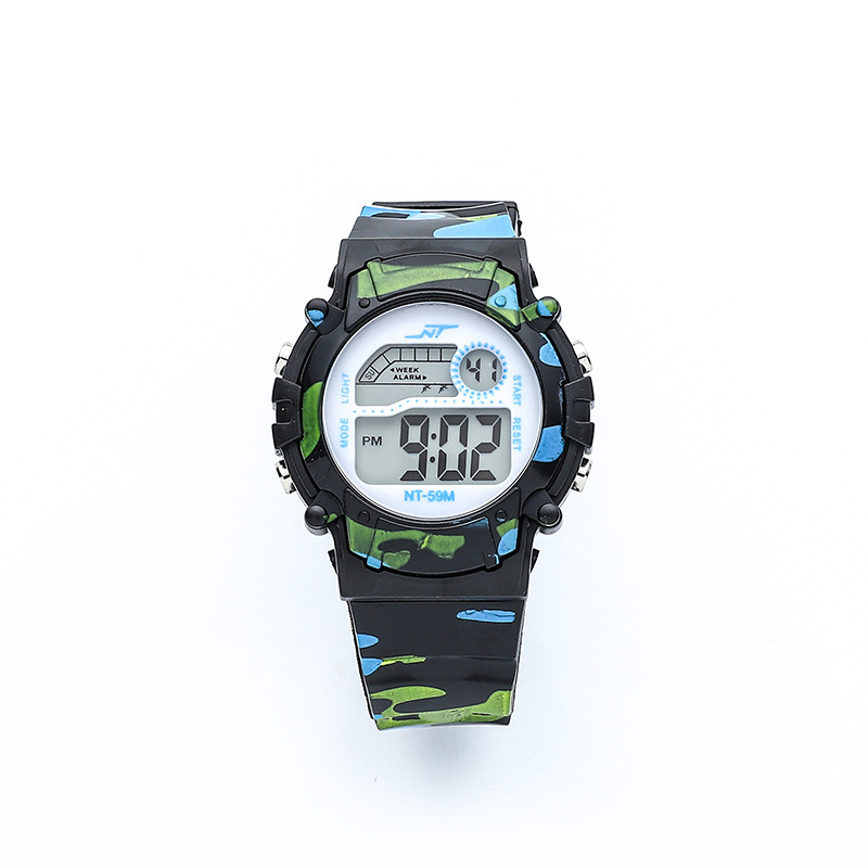 colorful led electronic watch children's outdoor mountaineering sports cross-border foreign trade camouflage luminous large dial student full figure