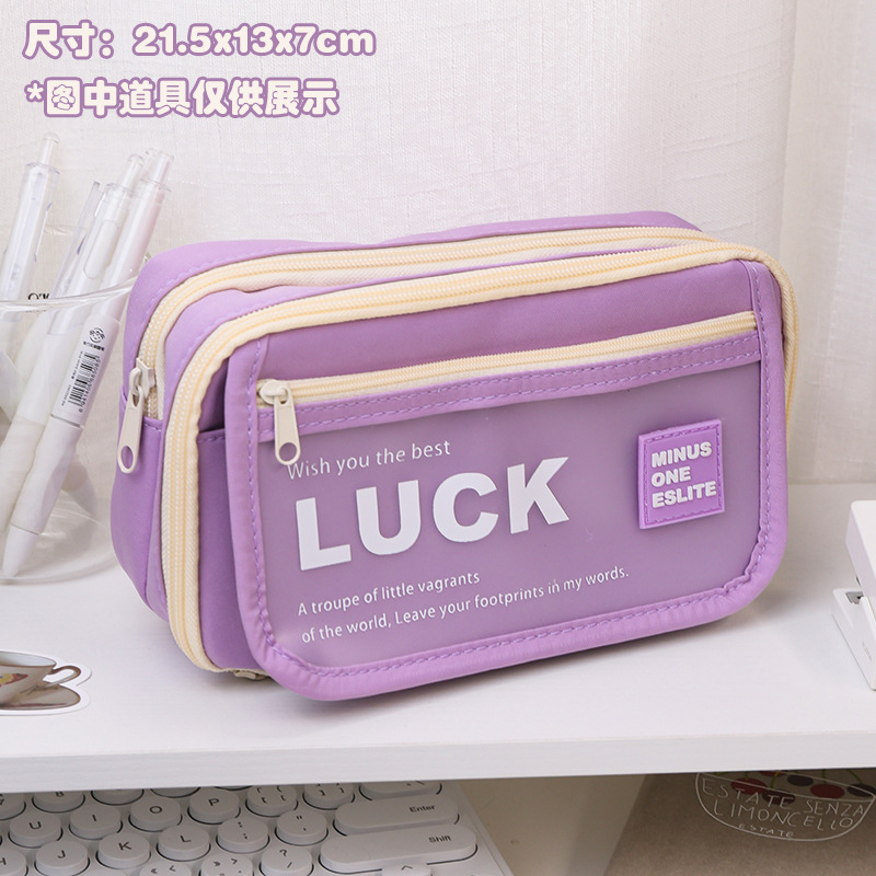 pencil case new! luck flip large capacity good-looking student ins pencil box girl stain-resistant stationery box full figure