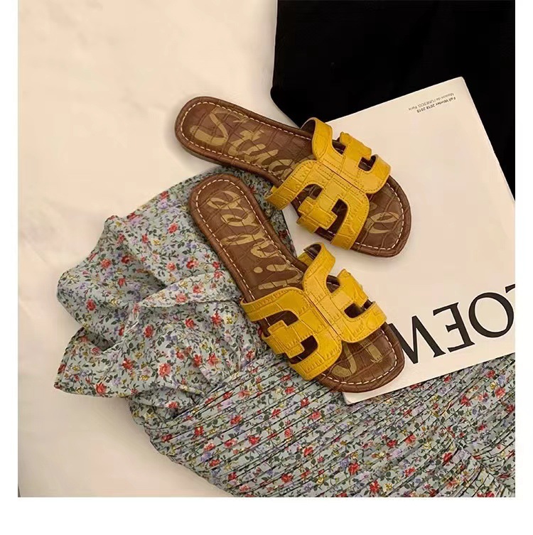 sam new flat h slippers slimming outside wear beach women's summer outdoor travel holiday slippers undefined