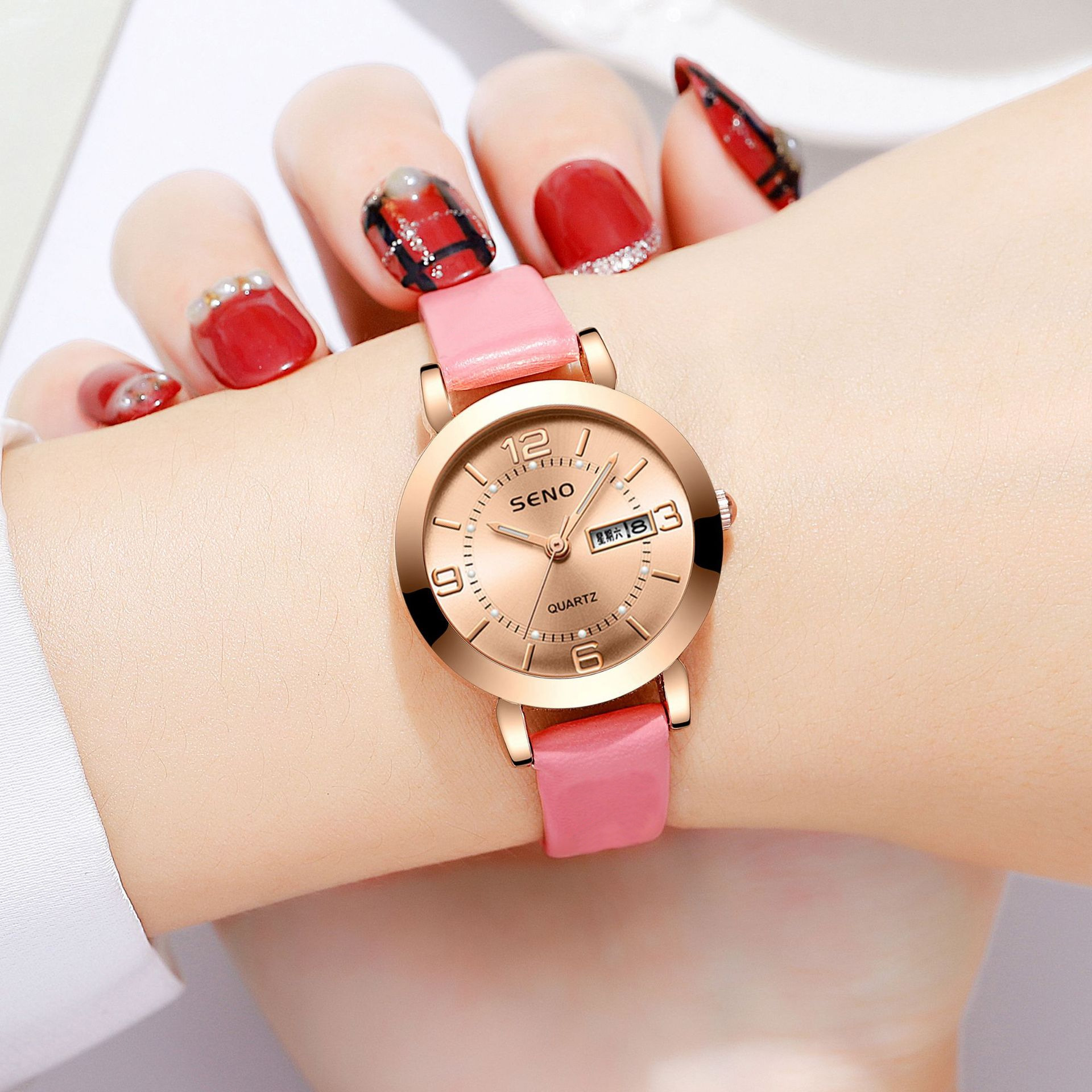 one piece dropshipping popular women's quartz watch luminous waterproof double calendar female student automatic watch wholesale Application Scenario