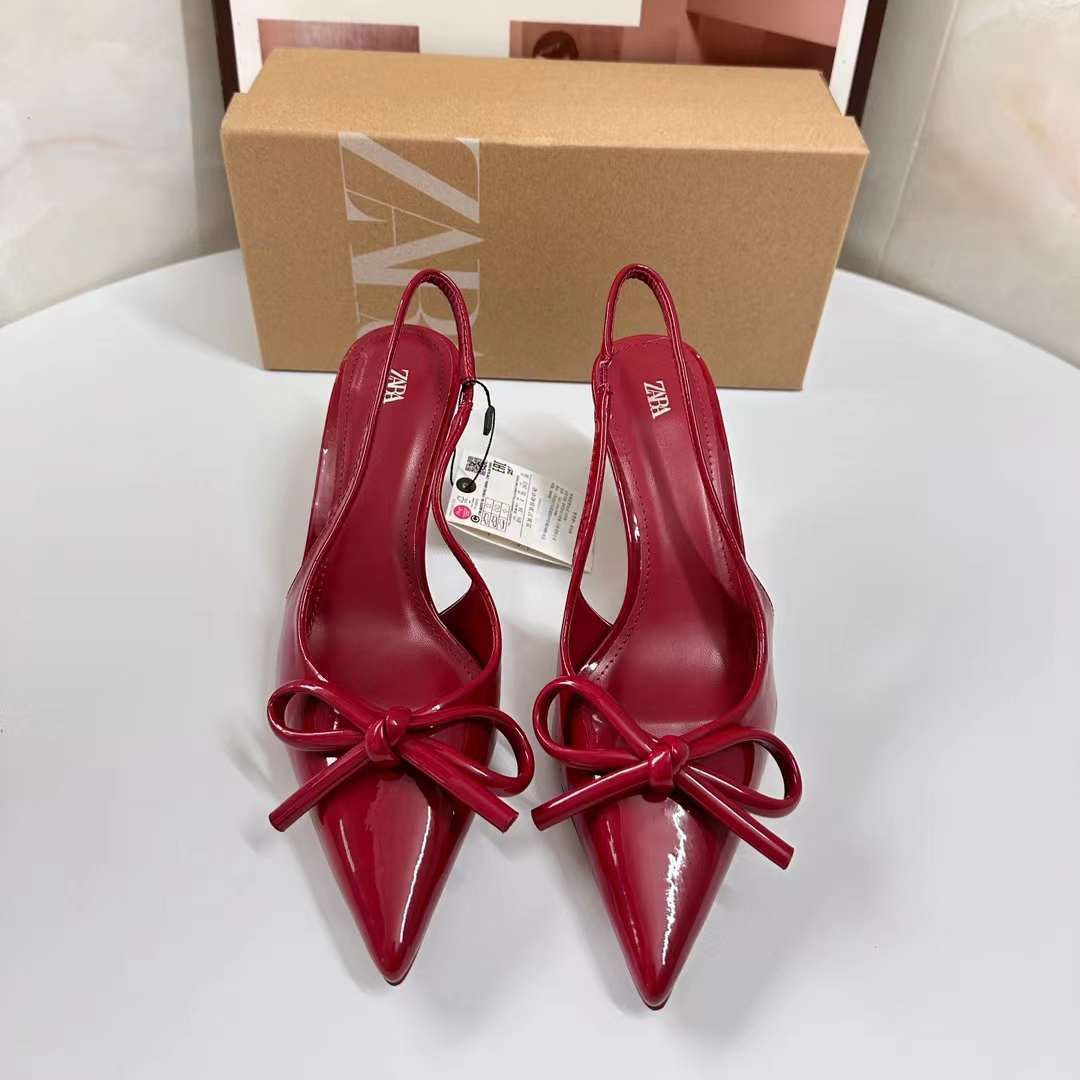 fashion new back open shoes women's stiletto heel low-cut high heels pointed toe buckle sandals spring and autumn socialite bow Application Scenario
