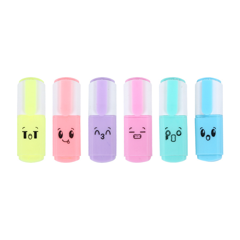 h138 cute student supplies fluorescent pen 6-color bag single-head tianhao cartoon fluorescent pen stationery set Item Picture