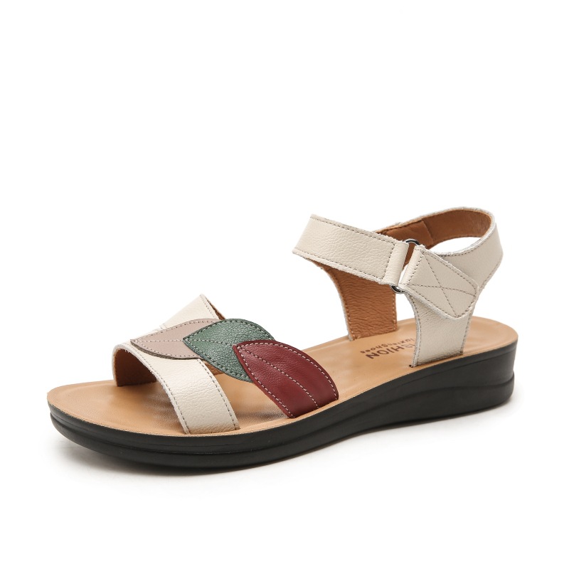 hot top layer cowhide mom sandals genuine leather middle-aged and elderly summer soft bottom women's shoes middle-aged flat elderly non-slip women Specification drawing