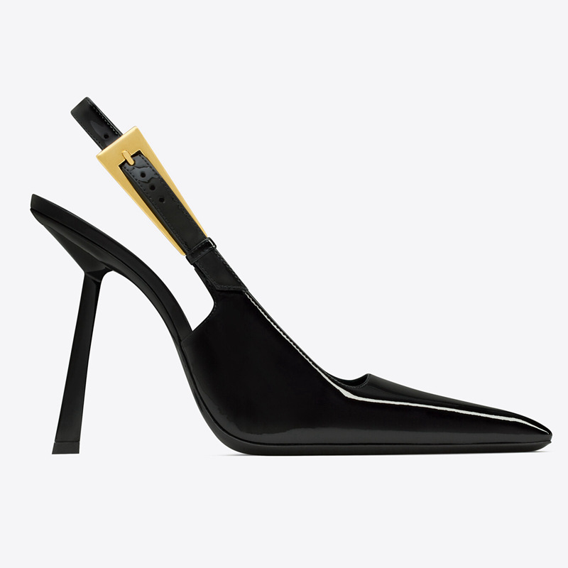 2025 summer new european and american style square toe stiletto heel sandals patent leather surface rubber sole microfiber lining women's shoes details Picture