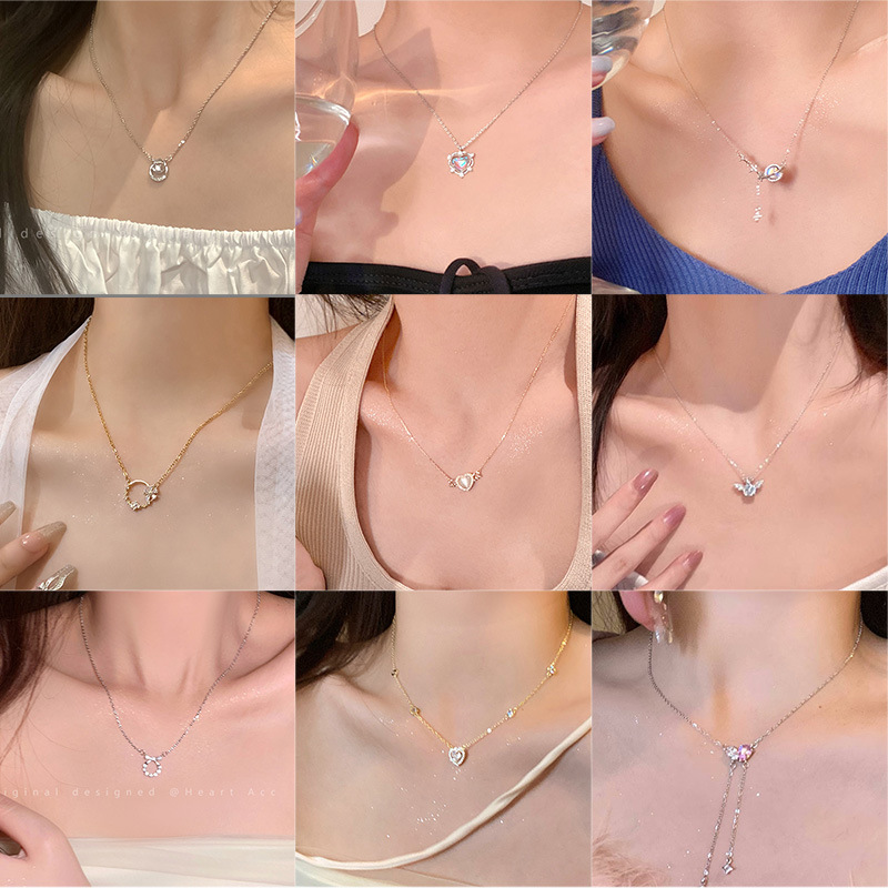 high-grade light luxury titanium steel necklace female niche design hot girl short pearl necklace fashionable and all-match accessories wholesale Specification drawing