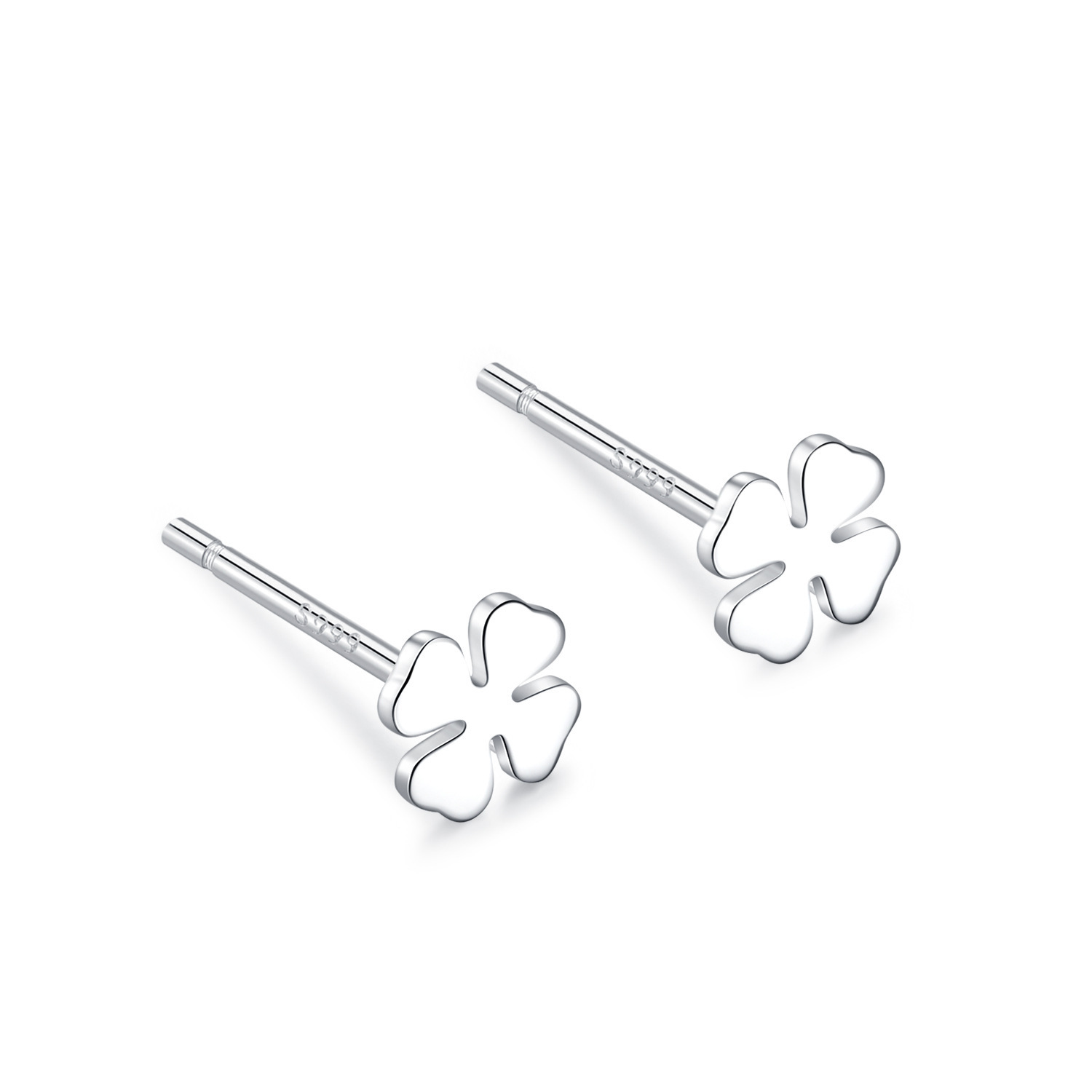 earrings 999 sterling silver light luxury high-grade pure silver ear stretcher simple silver earrings silver needle silver beans ladies auricular needle full figure