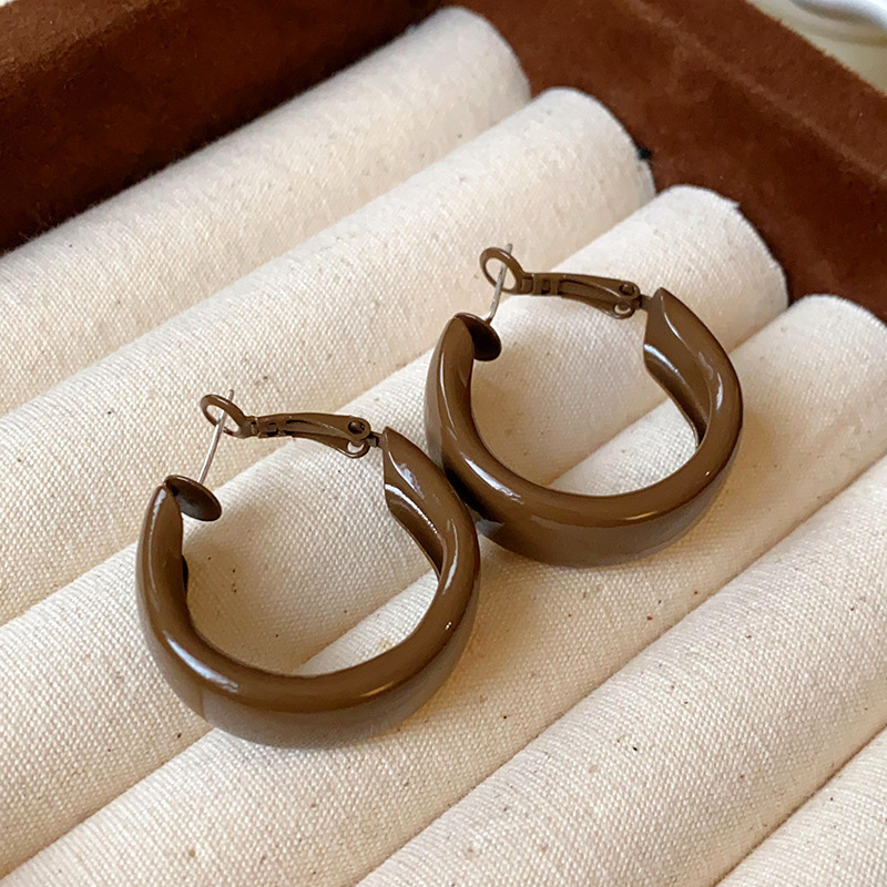 silver needle fabric leopard print geometric round diamond ear ring european and american autumn and winter elegant earrings niche high-grade earrings Specification drawing