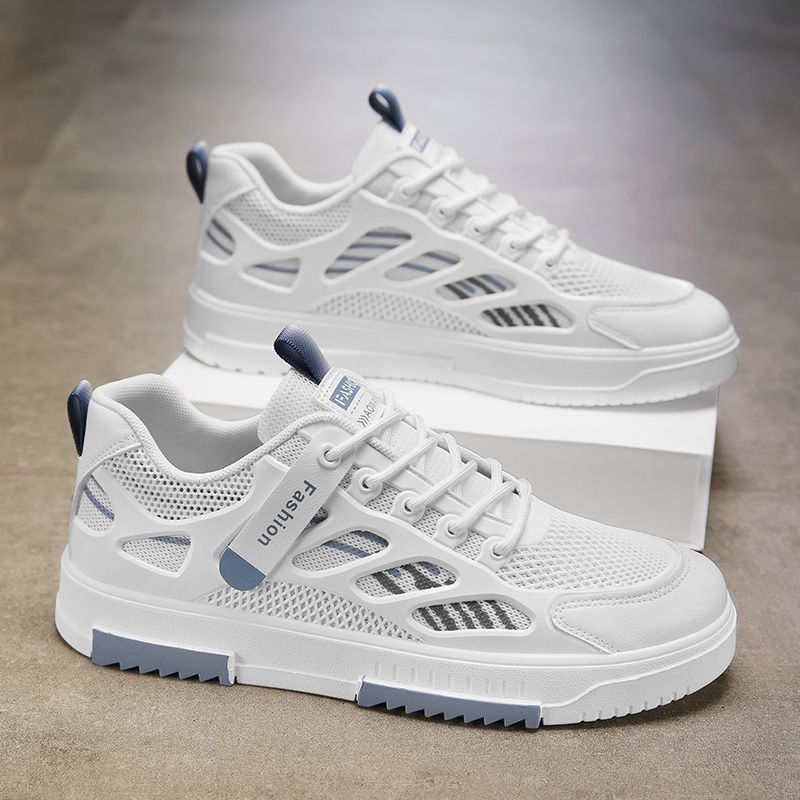 trendy all-match white shoes 2024 summer new breathable mesh shoes male student sports casual borad shoes trendy shoes full figure