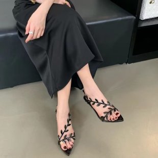 high quality ~ design sense descendants of the rich gold sandals 2025 summer ins stiletto pointed toe open toe high heels women Specification drawing