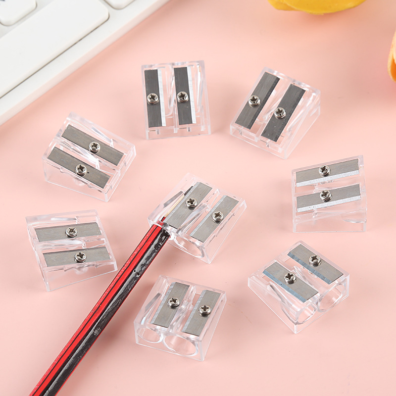 colorful single hole small square plastic manual pencil sharpener primary school student pencil shapper pencil sharpener stationery small gift wholesale Specification drawing