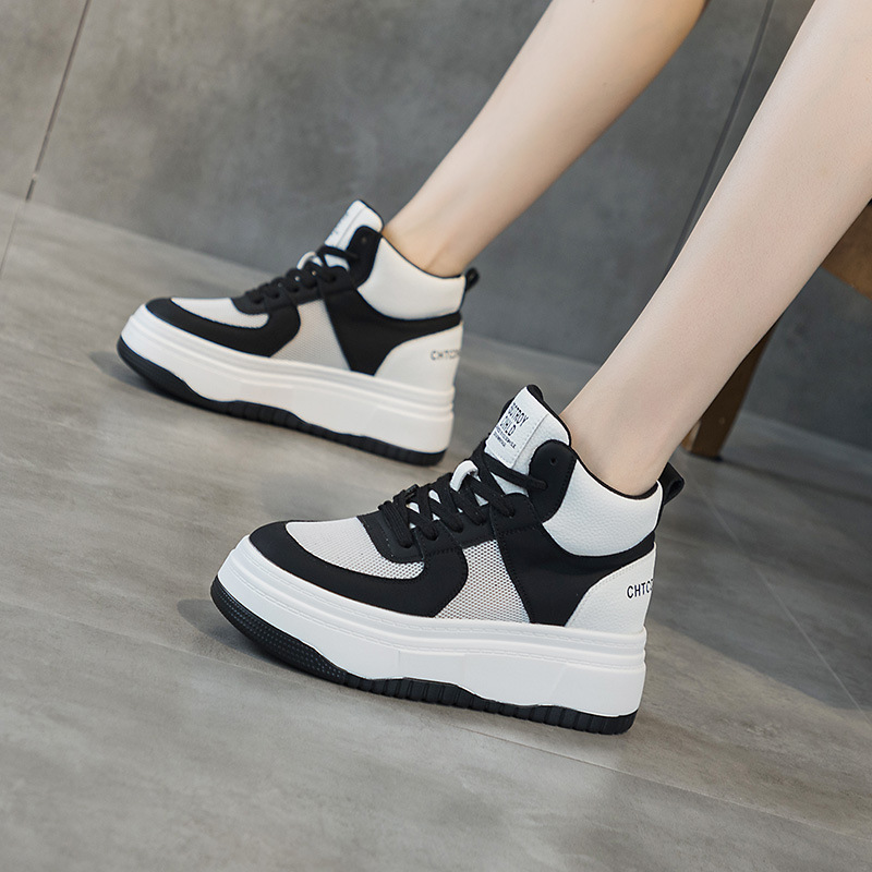casual high top white shoes small 2025 autumn new style white autumn and winter fleece-lined platform height increasing insole women's shoes undefined