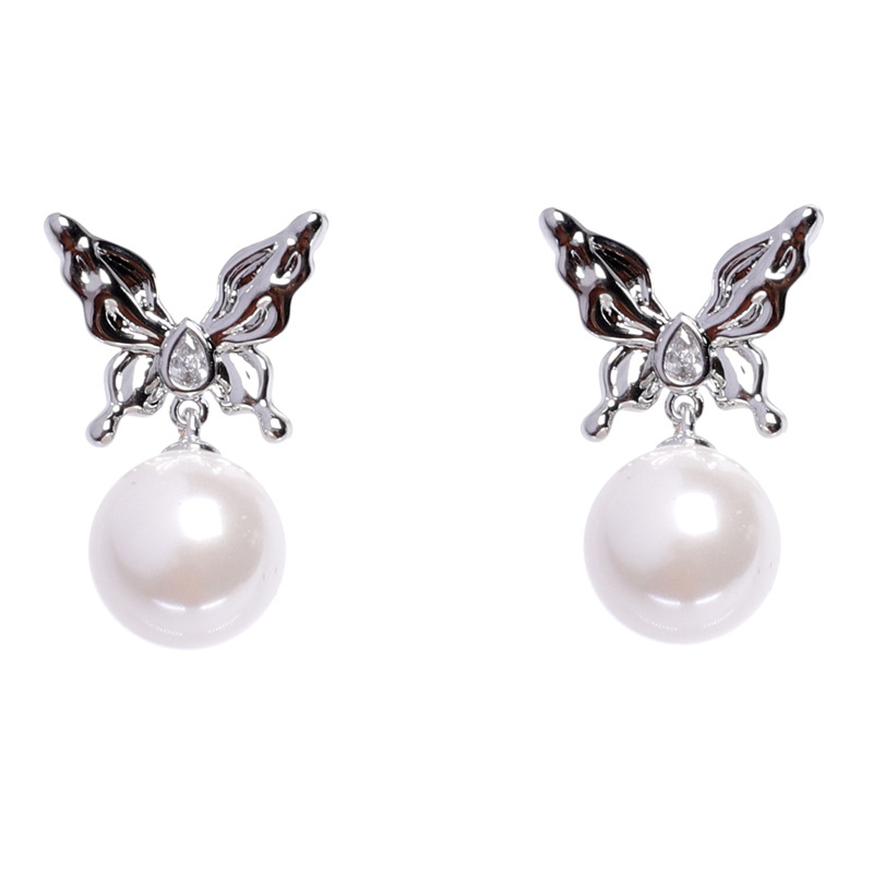 s925 silver pearl flower earrings women's light luxury high-grade minority all-match earrings elegant hot earrings wholesale Item Picture