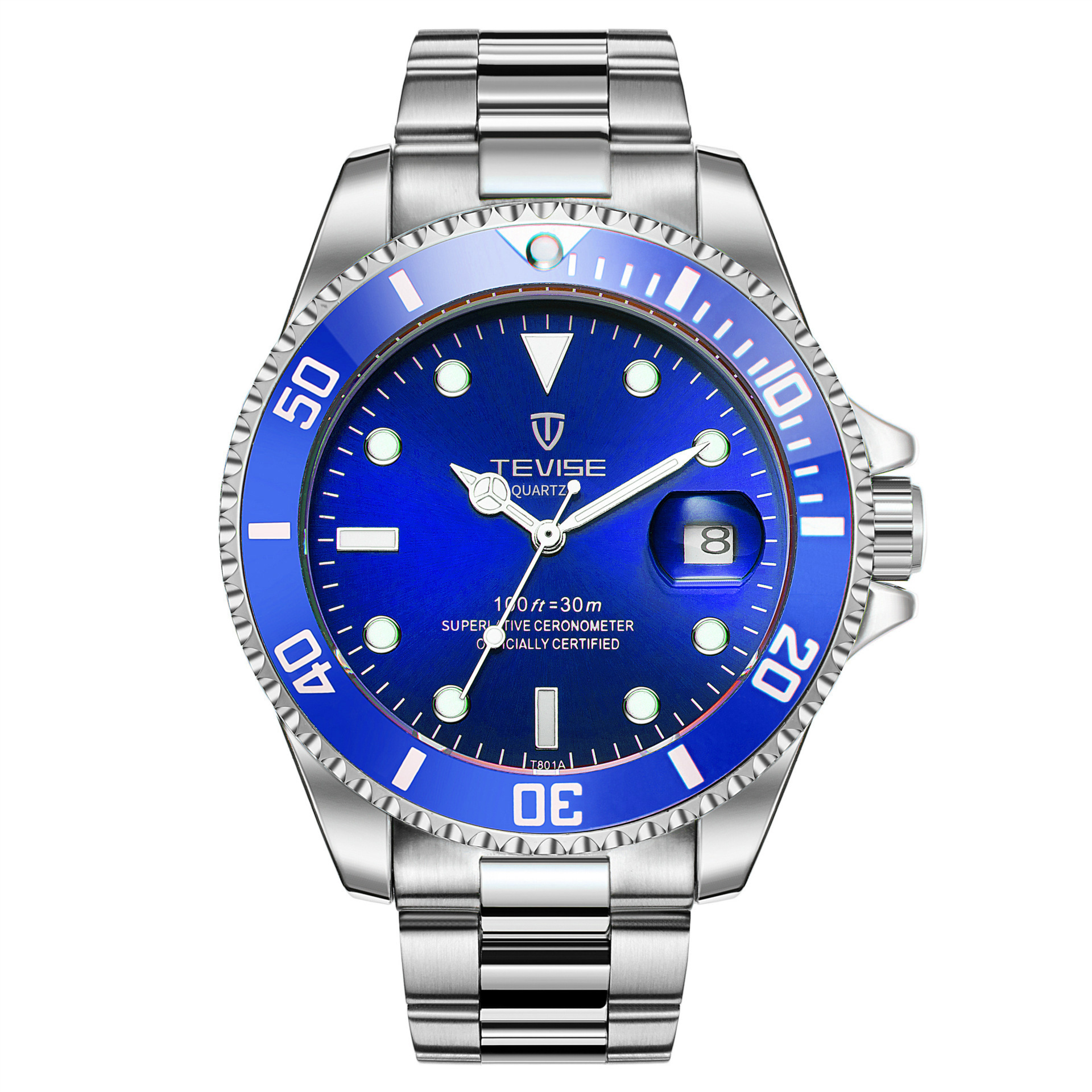 swiss tevise watch men's water ghost quartz watch sports luminous watch steel band watch factory wholesale Item Picture