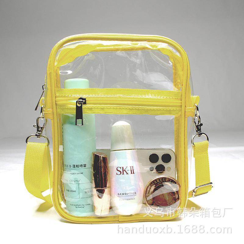 transparent messenger bag pvc transparent concert sports shoulder bag messenger bag with zipper adjustable for men and women Specification drawing