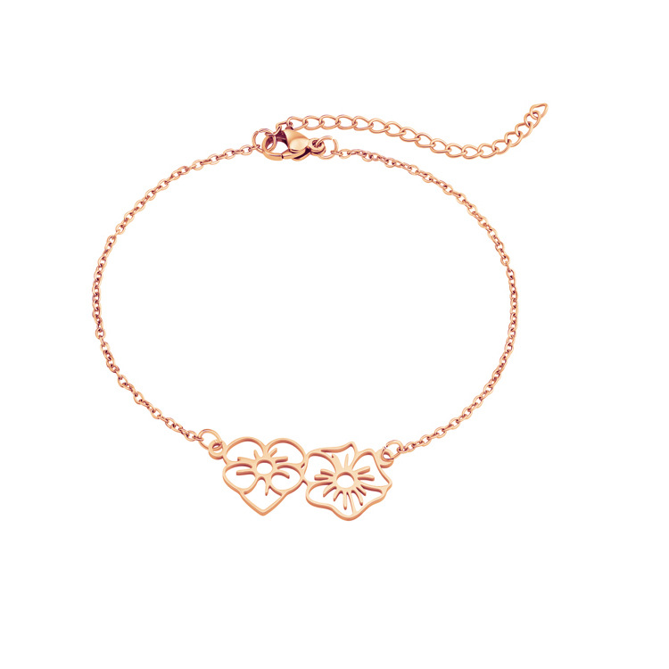 europe and america cross border diy december birthday flower necklace female hot sale at aliexpress birth flower titanium steel all-match bracelet ornament details Picture