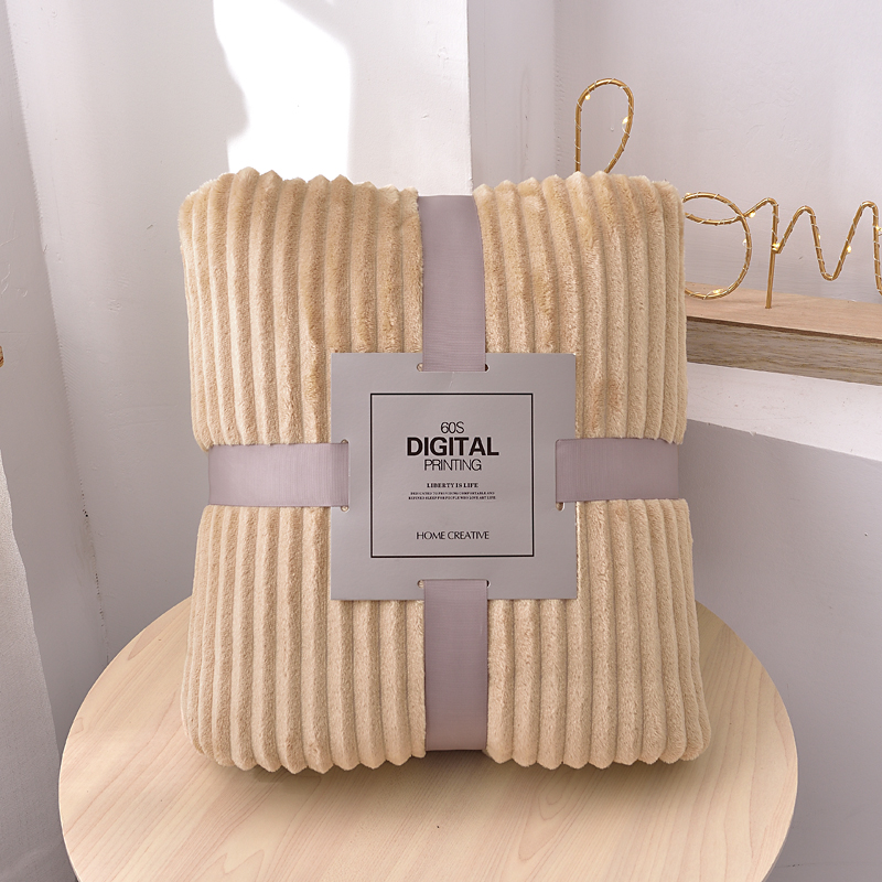 跨境外贸纯色法兰绒KS抽条毛毯办公室午睡盖毯礼品毯空调毯子详情3