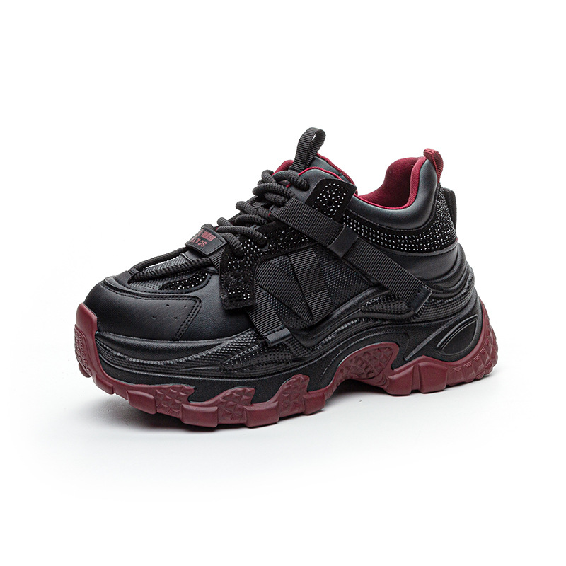internet hot dad shoes women's autumn and winter 2025 new platform height increasing insole casual versatile color matching rhinestone sports women's shoes Item Picture