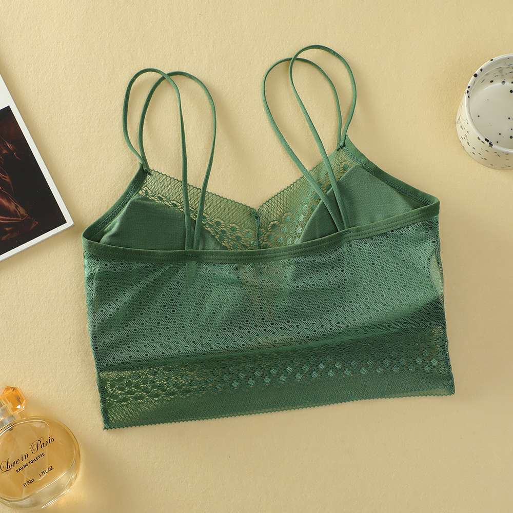 Ladies' lace, beautiful back bra with sequined straps undefined