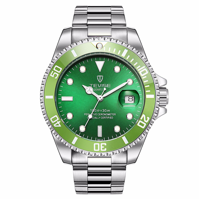 swiss tevise men's watch water ghost quartz watch waterproof class ii e-commerce famous watch men's watch full figure