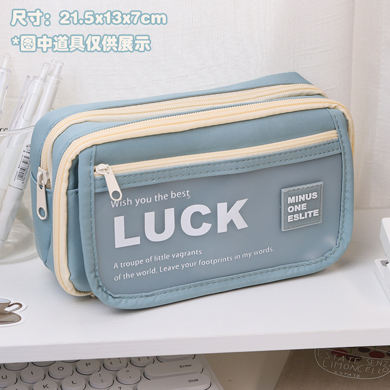 pencil case new! luck flip large capacity good-looking student ins pencil box girl stain-resistant stationery box Item Picture