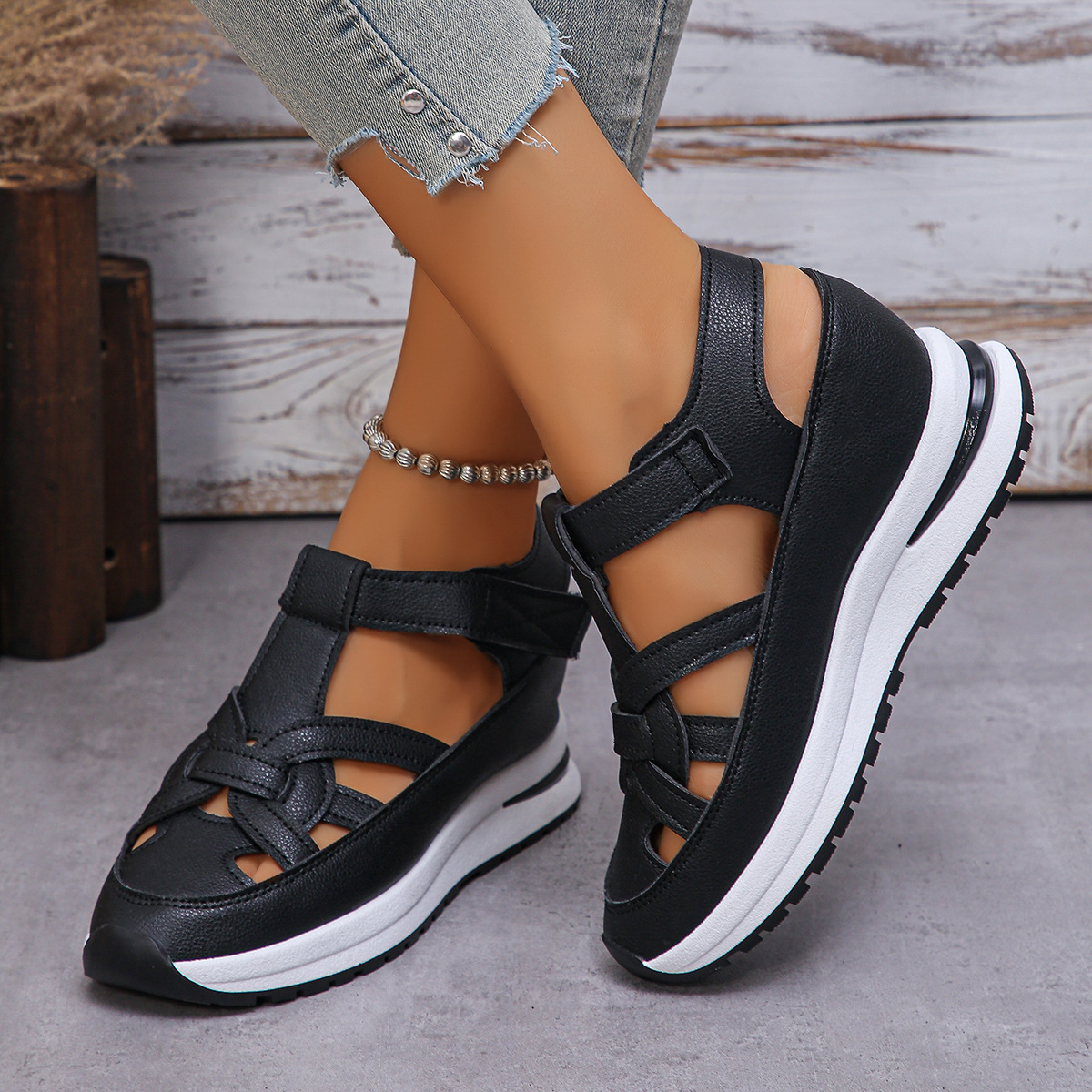cross-border foreign trade large size sandals for women 2025 spring new european and american wedge roman women's magical stick shoes size 43 Application Scenario