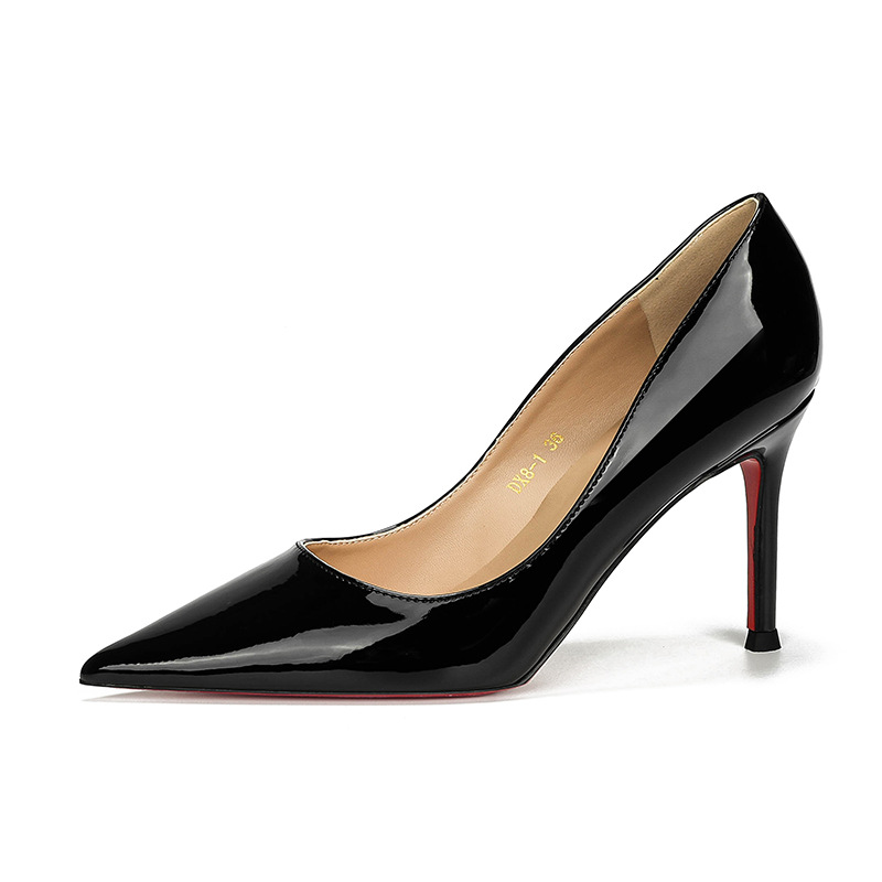 french style red bottom side empty pointed high heels women's stiletto heel autumn and winter low mouth sexy temperament all-match light luxury high-grade undefined