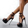 factory supplier foreign trade large size super high heel color-matching sandals 2025 super high heel sexy high heel women's shoes stiletto sandals full figure