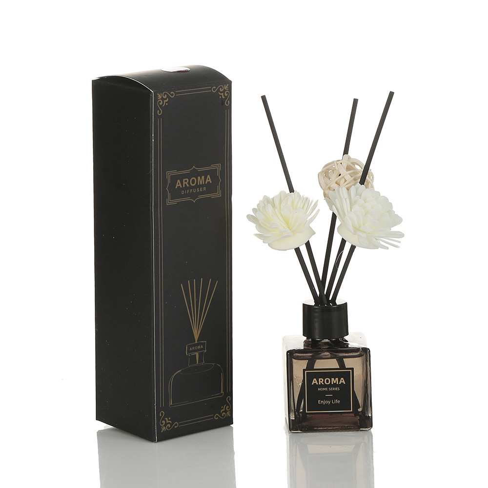 gray small squre bottle reed diffuser essential oil bedroom living room fragrance incense decoration household perfume factory wholesale Item Picture