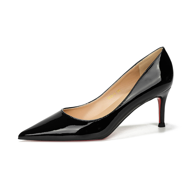 french style red bottom side empty pointed high heels women's stiletto heel autumn and winter low mouth sexy temperament all-match light luxury high-grade undefined