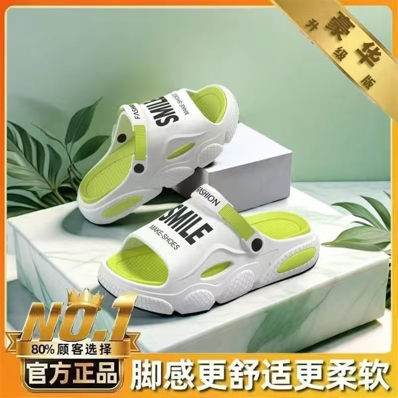 sandals men's slippers men's summer outdoor non-slip new one-word trendy driving dual-use sports beach sandals details Picture