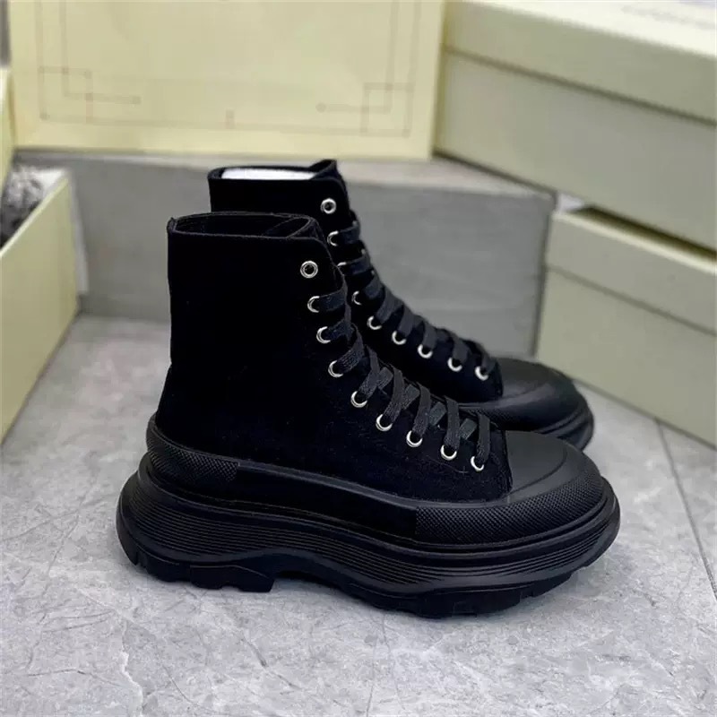pure original mcqueen canvas shoes for women 2024 spring new muffin height increasing mcqueen platform shoes all-match lace-up white shoes undefined