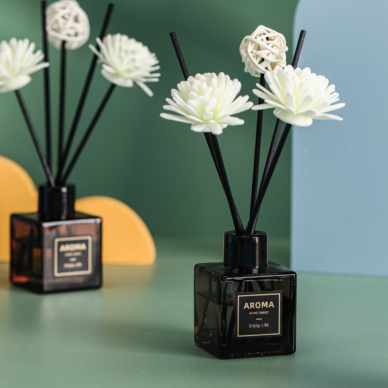 gray small squre bottle reed diffuser essential oil bedroom living room fragrance incense decoration household perfume factory wholesale details Picture