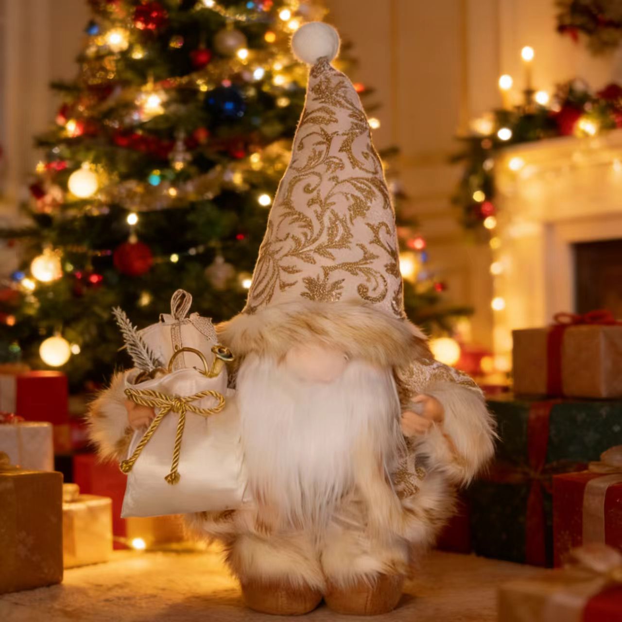 sote圣诞地精圣诞室内氛围摆件无脸长胡子侏儒玩偶新年圣诞地精装饰品