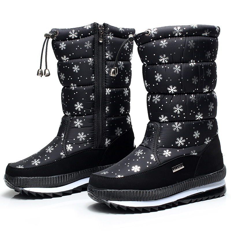 winter northeast snow boots women's high-top cotton boots winter thickened waterproof non-slip plus velvet large size foreign trade cotton shoes thickened undefined