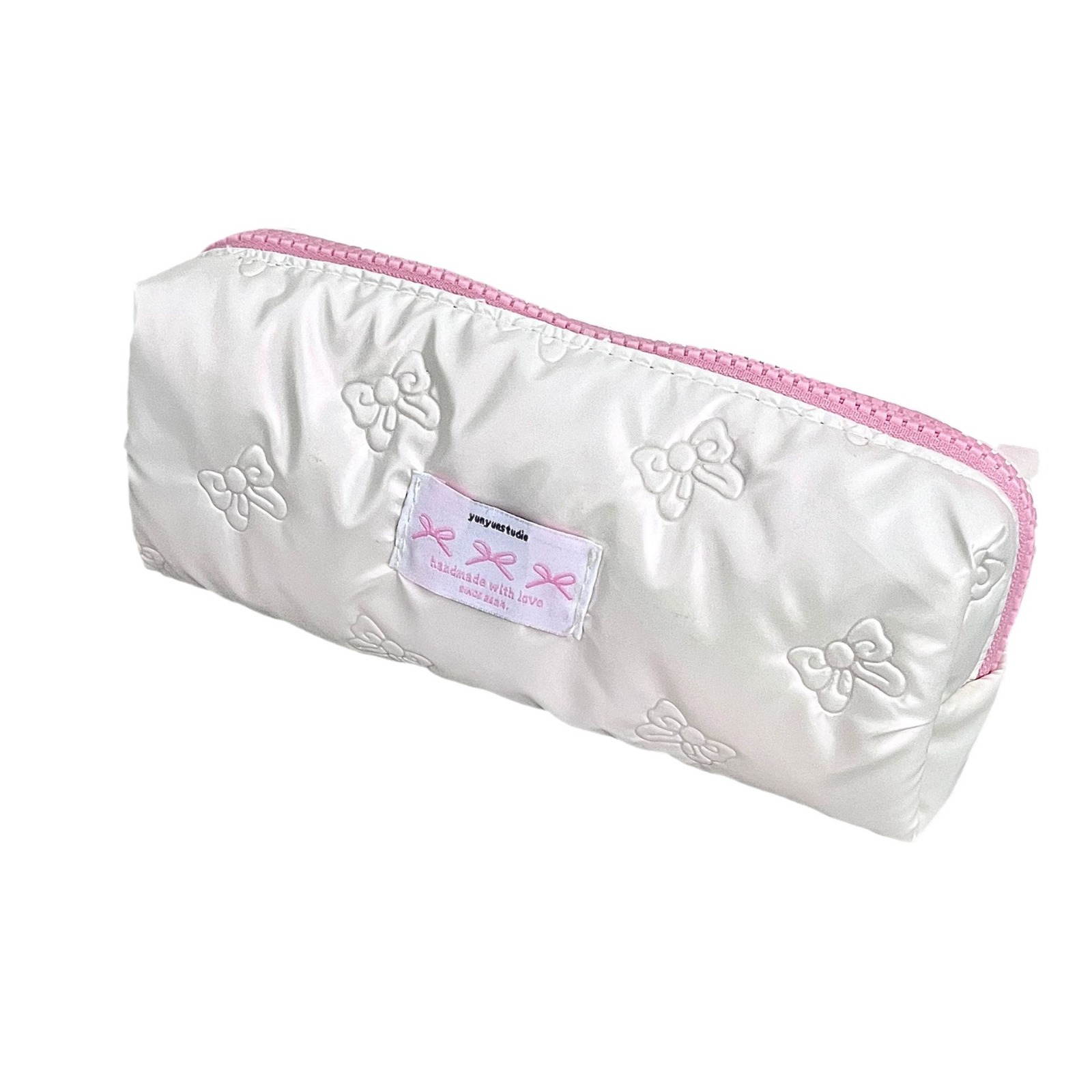 original new bow pencil case ins good-looking girl heart stationery storage bag large capacity student cosmetic bag Item Picture