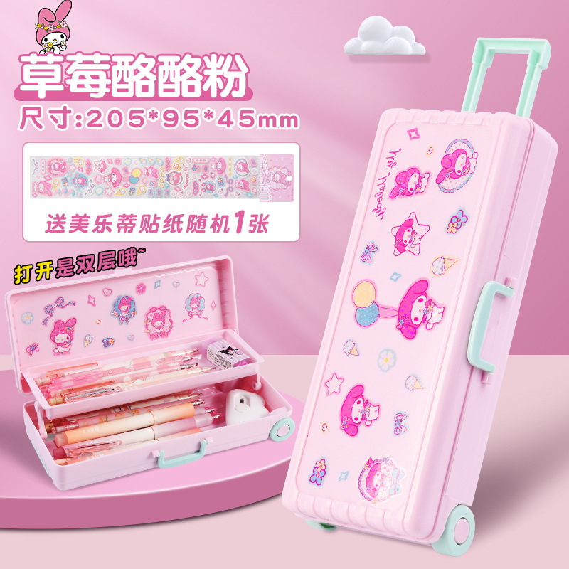 trolley case stationery box children's multifunctional ins double layer pencil case primary school students grade 1-3 boys and girls pencil box details Picture