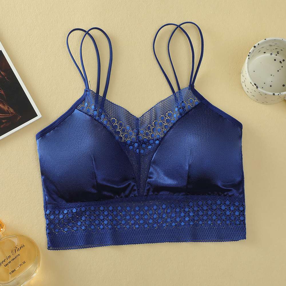 Ladies' lace, beautiful back bra with sequined straps undefined