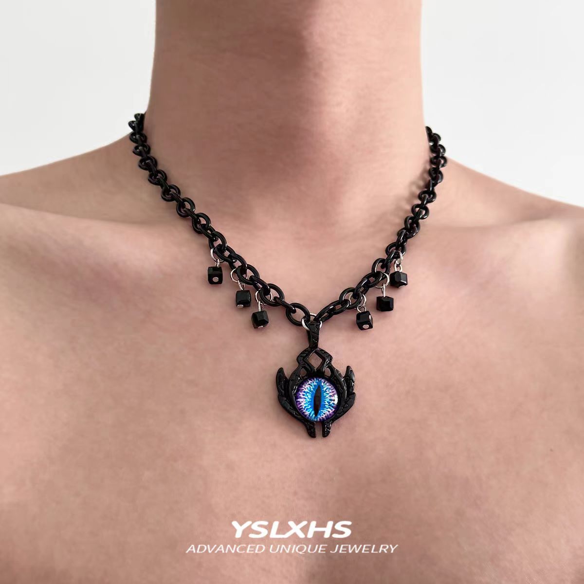 2024 heavy industry beads xingx necklace titanium steel asian culture hot girl sweet cool hot girl series punk goth niche european and american Specification drawing